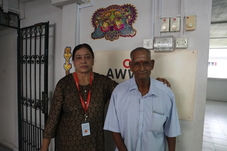 Mdm Vijayah and Mr Veerapan at Senior Community Home